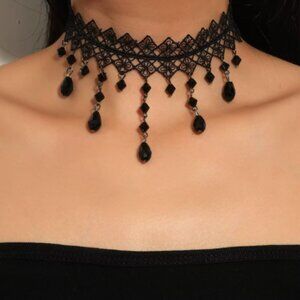 Black Beaded Choker Detail